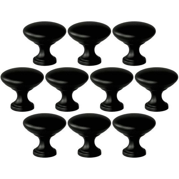 Mainstays Matte Black Round Mushroom Knob, Steel, 10 Pack