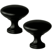 Mainstays Matte Black Round Mushroom Knob, Steel, 2 Pack