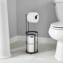 Mainstays Free Standing Toilet Paper Holder with Roll Reserve, Matte Black