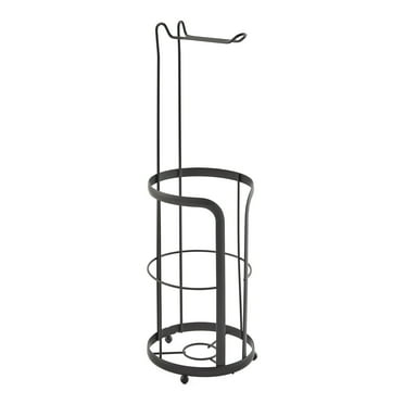 Mainstays Free Standing Matte Black Toilet Paper Holder and Roll Reserves Storage