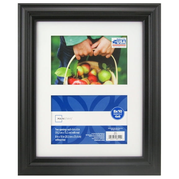Mainstays Matted 2-Opening Black Picture Frame