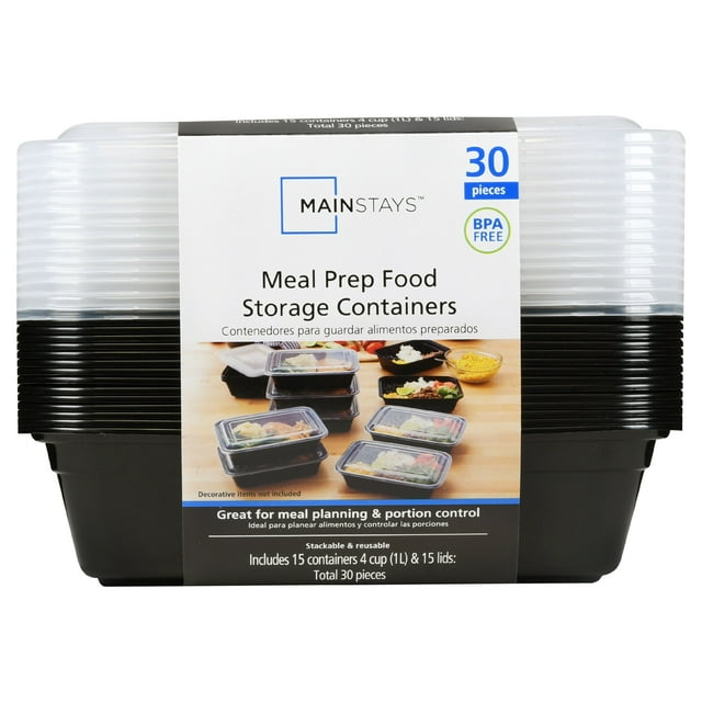 Mainstays Meal Prep Food Storage Containers, 15 Count