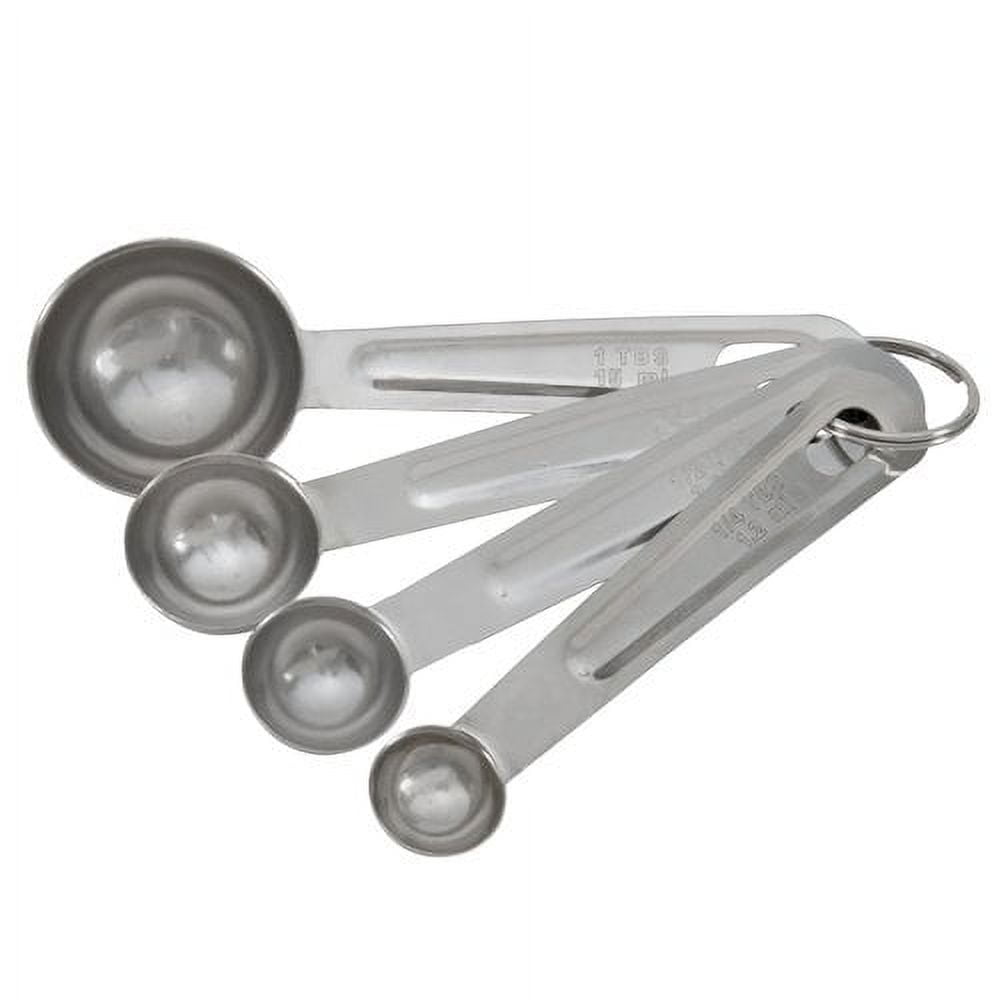 Mainstays 4 Piece Stainless Steel Measuring Spoons on Storage Ring Silver 