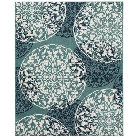Mainstays Medallion Area Rug, Light Blue, 4' 11" x 6'