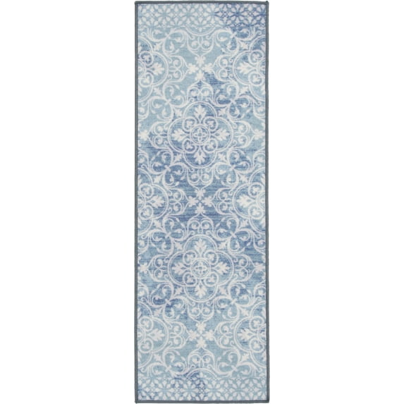 Mainstays Medallion Indoor Runner Accent Rug, Teal, 20"x60"