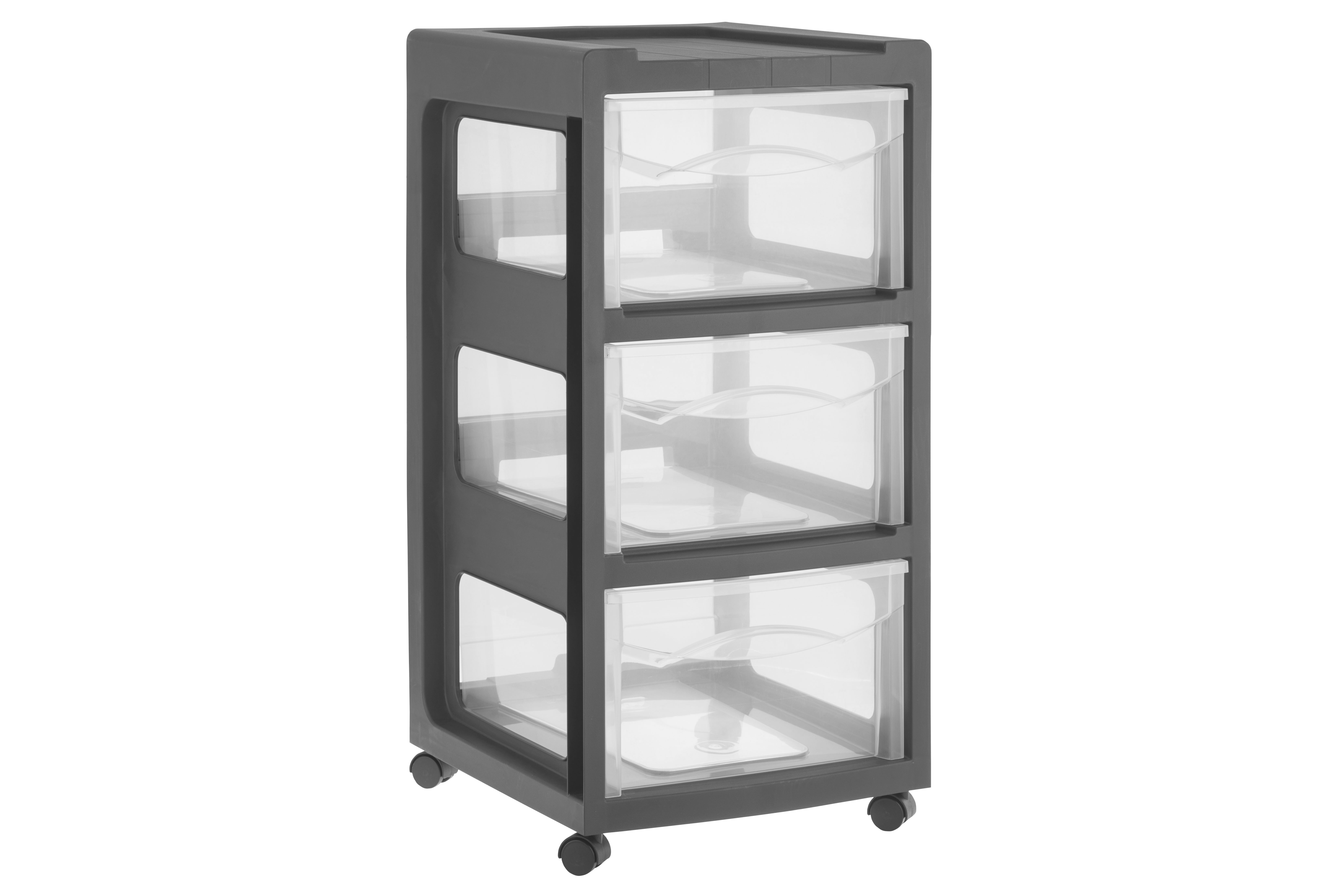 Mainstays Medium 3Drawer Gray Plastic Storage Cart