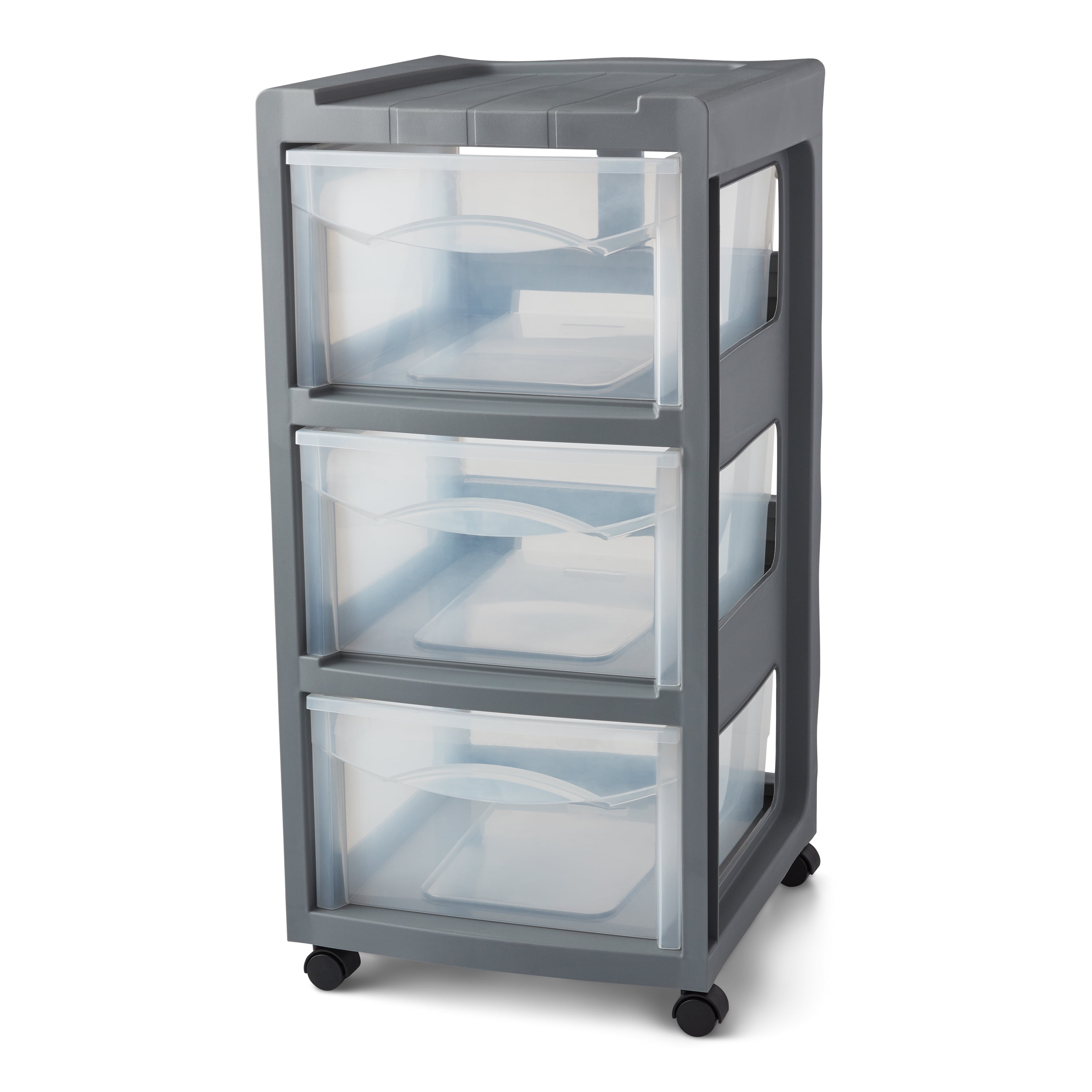 Mainstays Medium 3Drawer Gray Plastic Storage Cart