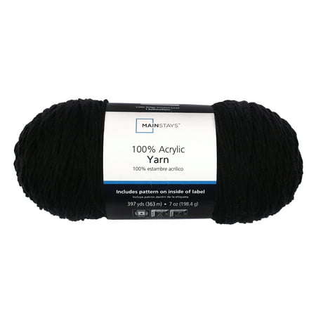 Mainstays Medium Acrylic Black Yarn, 7 oz 397 yards