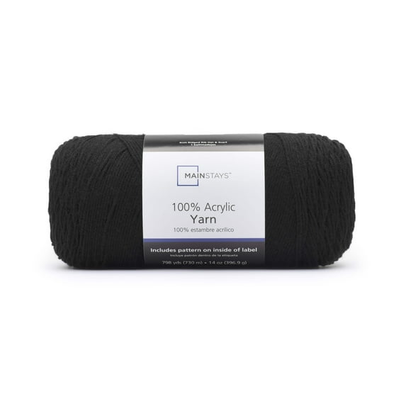 Mainstays Medium Acrylic Black Yarn, 798 yd