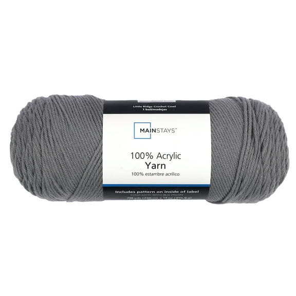 Mainstays Medium Acrylic Grey Yarn, 14 Oz 798 Yards