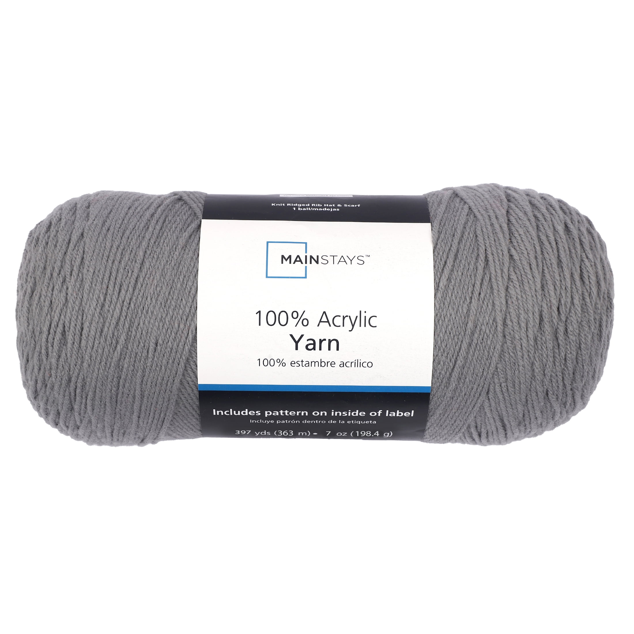 Mainstays Medium Acrylic Grey Yarn, 7 Oz 397 Yards