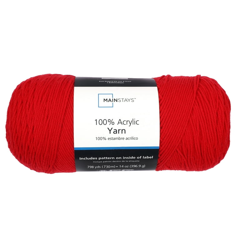 Mainstays Medium Acrylic Yarn Red, 14 Oz 798 Yards for Knitting