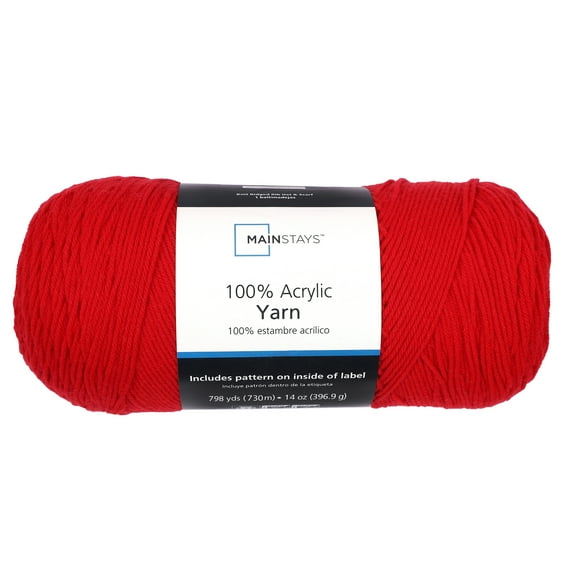 Mainstays Medium Acrylic Red Yarn, 14 Oz 798 Yards
