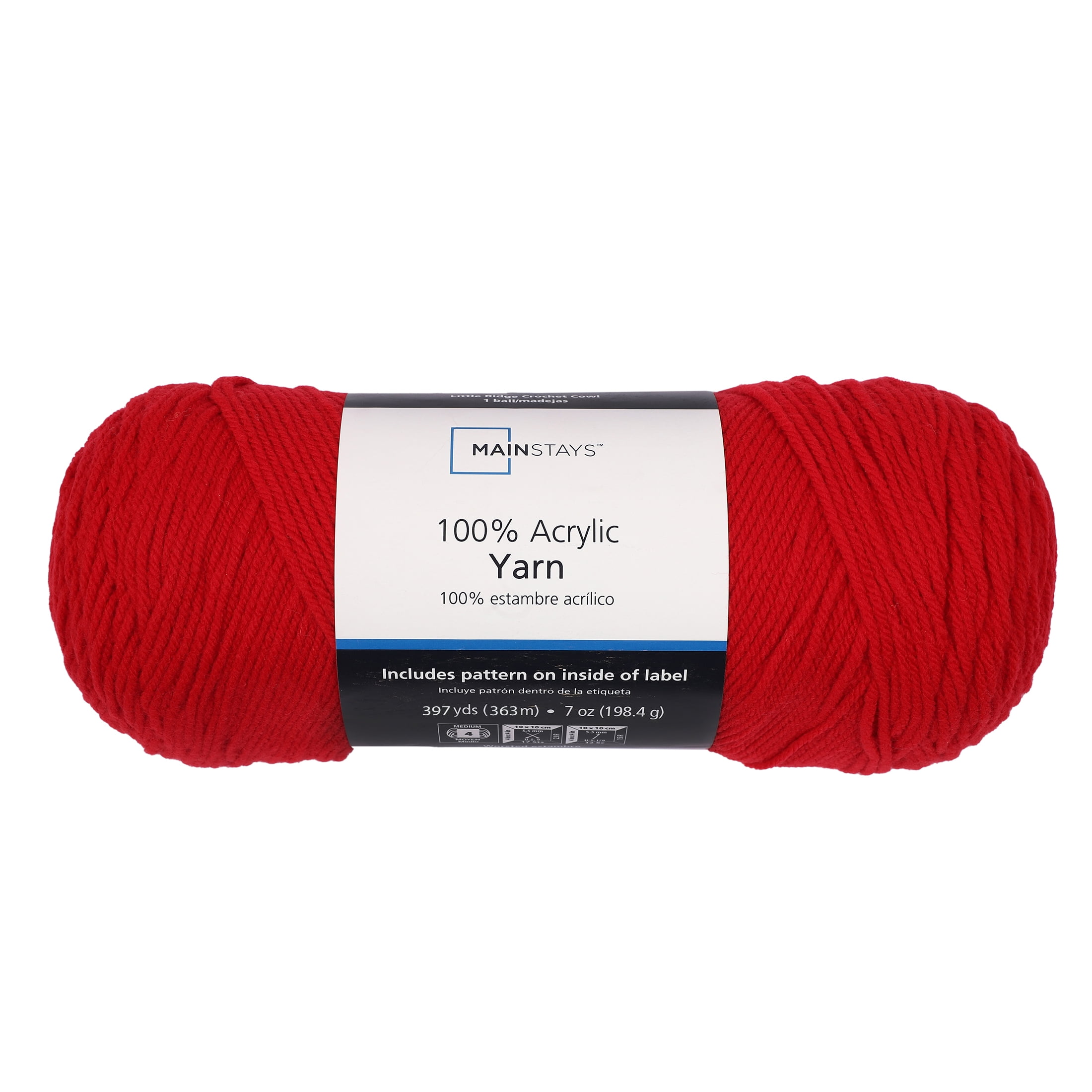 Mainstays Medium Acrylic Red Yarn, 7 Oz 397 Yards