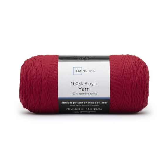 Mainstays Medium Acrylic Red Yarn, 798 yd