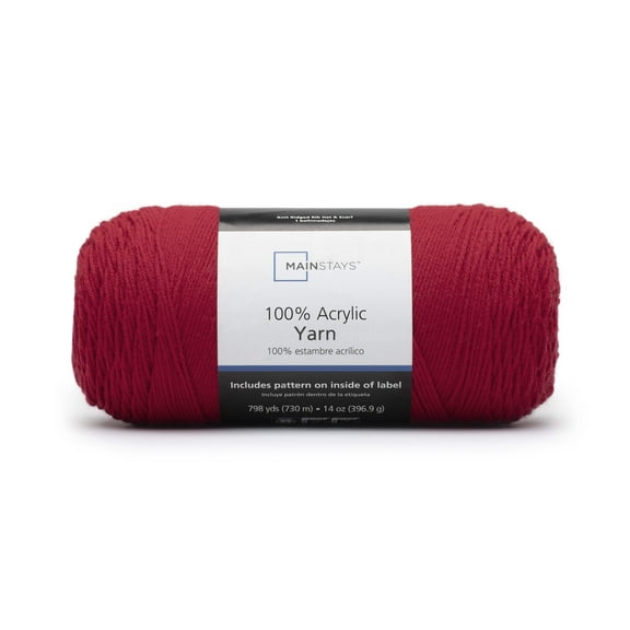Mainstays Medium Acrylic Red Yarn, 798 yd