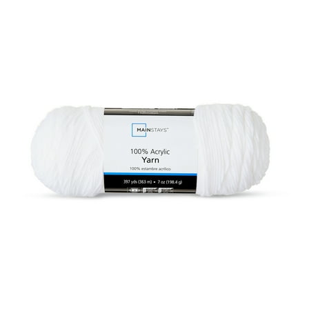 Mainstays Medium Acrylic White Yarn, 7 oz 397 yards