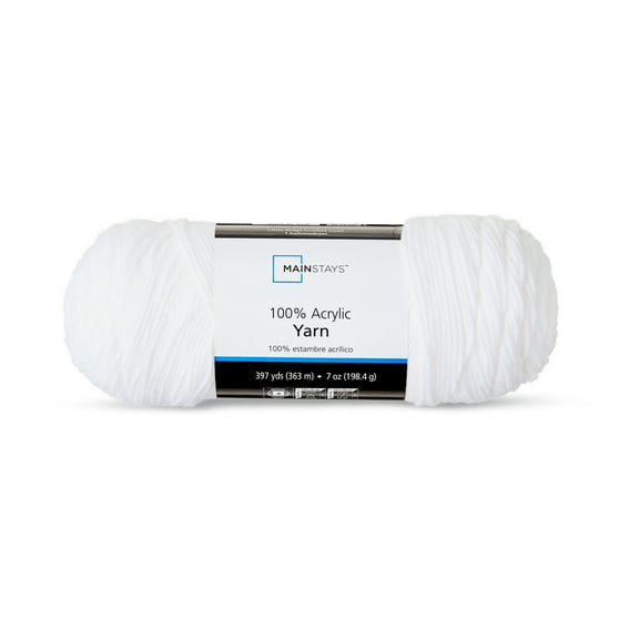 Mainstays Medium Acrylic White Yarn, 7 oz 397 yards