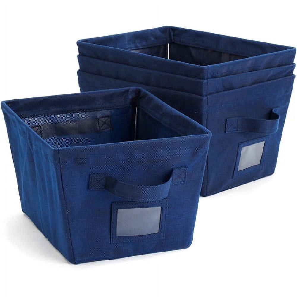 Mainstays Medium Bin, Navy Solid, Set of 4