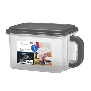 Mainstays Medium Canister with Handle, 21 Cups - Plastic, Gray Lid and Handle