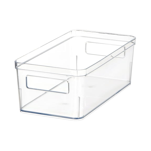 Mainstays Medium Clear Plastic Pantry Storage Organizer Bin with Handles, 12 in x 6 in x 4 in