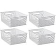 Mainstays Medium Decorative Plastic Mesh Basket, 4 Pack, White