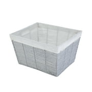 Mainstays Medium Gray Twisted Paper Rope Decorative Storage Basket with Removable Liner, 13 in x 7.8 in x 9.8 in