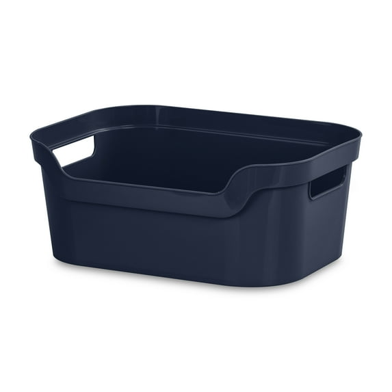 Mainstays Medium Open Bin Plastic, Blue Cove