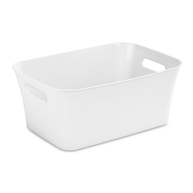 Mainstays Medium White Plastic Storage Bin, 13.8 in x 9.5 in x 5.8 Mainstays Medium White Plastic Storage Bin, 13.8 in x 9.5 in x 5.8
