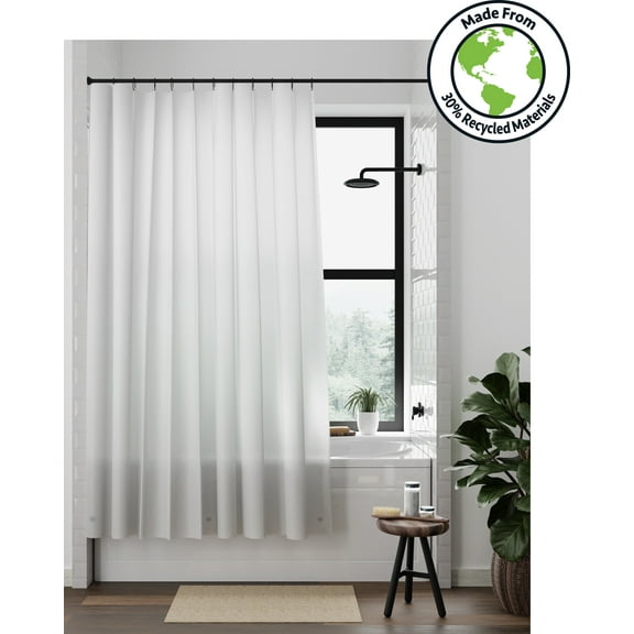 Mainstays Medium Weight Eco-Friendly Waterproof PEVA Shower Liner, 30% Recycled, 70 x 72, Frosty