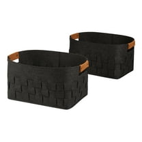 Mainstays Medium Woven Felt Basket, Dark Grey, Set of 2