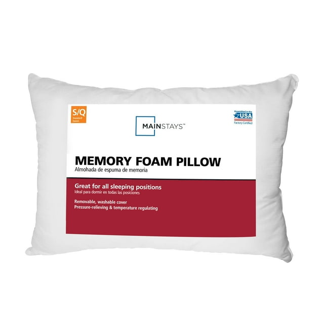 Mainstays Memory Foam Bed Pillow, Standard/Queen