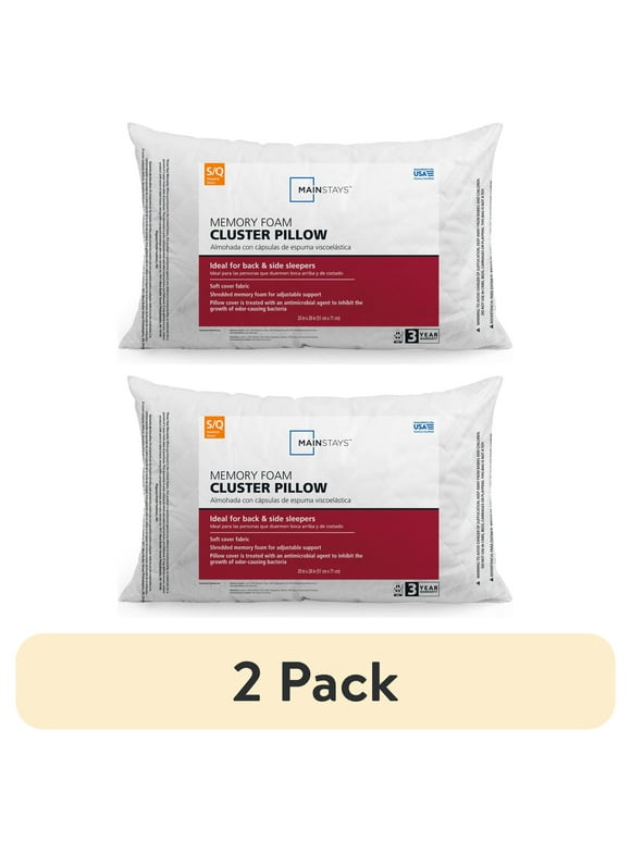 (2 pack) Mainstays Memory Foam Cluster Bed Pillow, Standard Queen