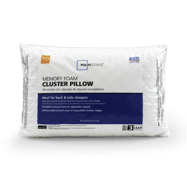 Mainstays Memory Foam Cluster Bed Pillow, Standard/Queen