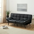 thumbnail interactive-video image 1 of Mainstays Memory Foam Futon with 72" Black Faux Leather, 1 of 11