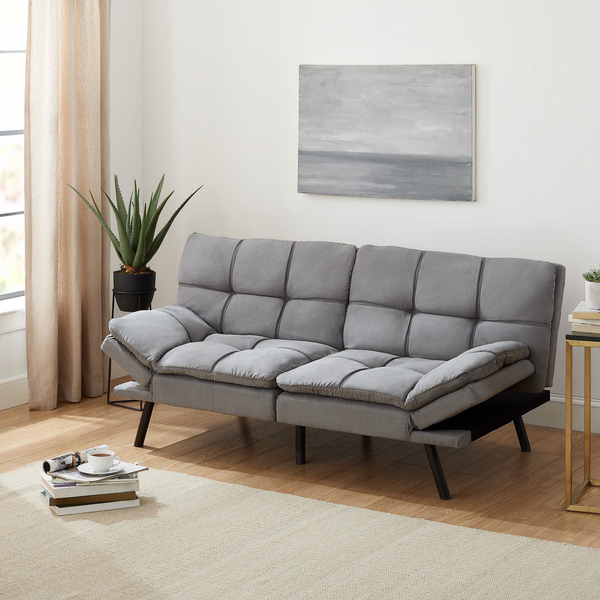 Mainstays Memory Foam Futon with 72" Grey  (图1) Mainstays Memory Foam Futon with 72" Grey  (图1)