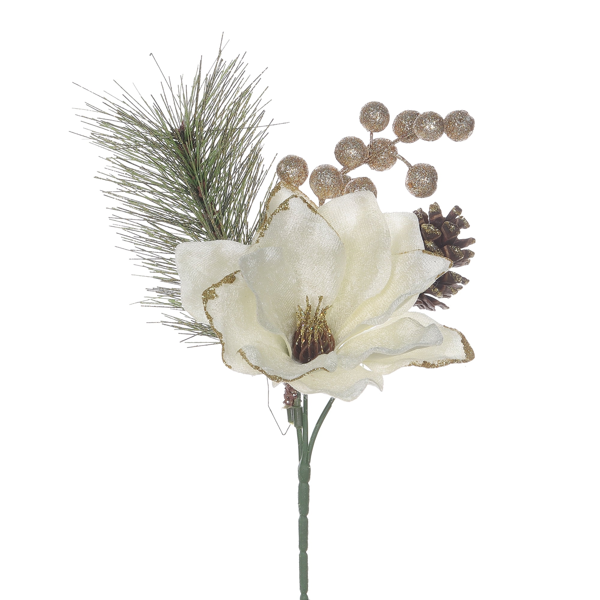 Mainstays 13 inch White Amaryllis Pick, Floral Picks, Indoor, Holiday, Plastic and Fabric
