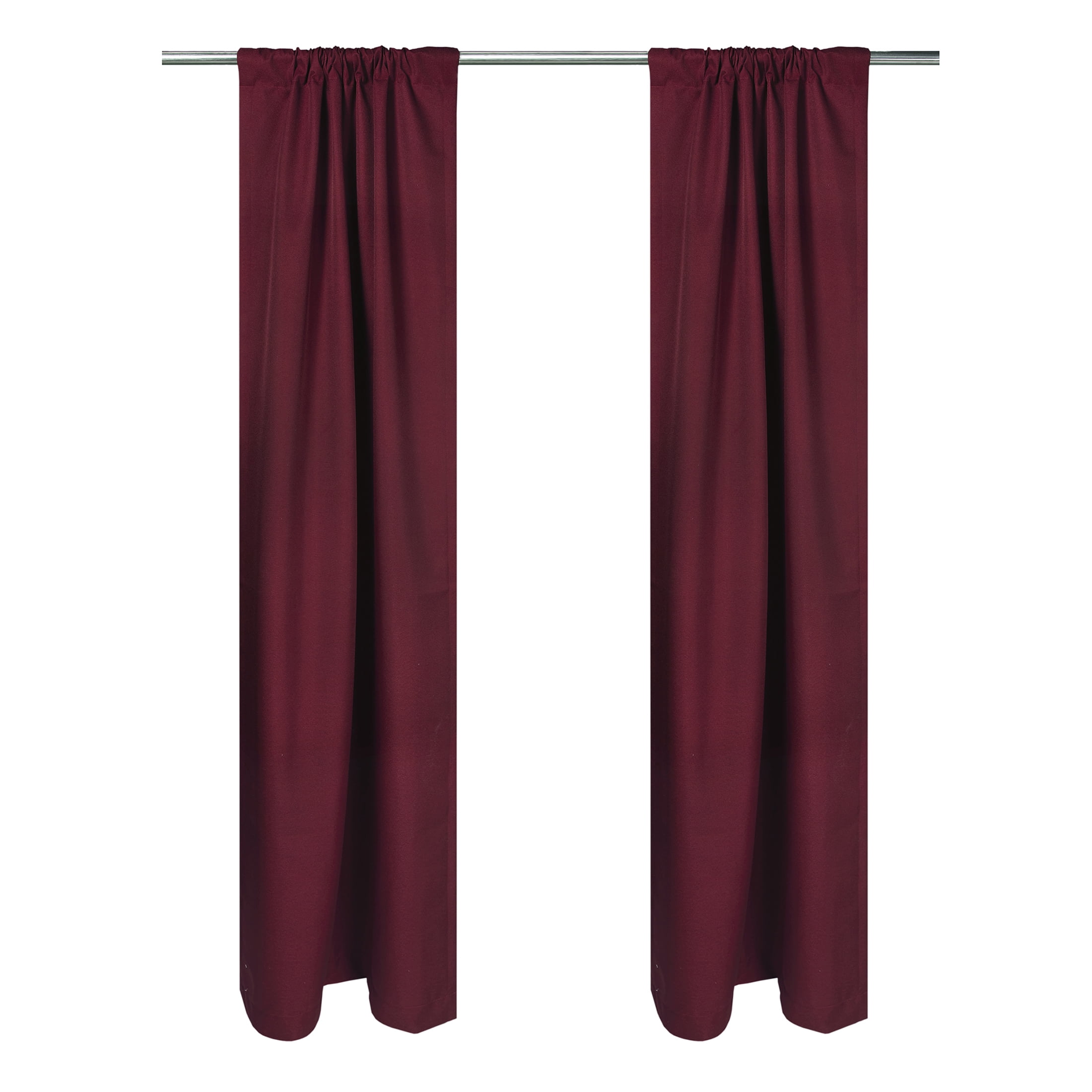 Mainstays Merlot Solid Blackout Rod Pocket with Back Tabs Curtain Panel Pair, Set of 2, 30" W x 63" L