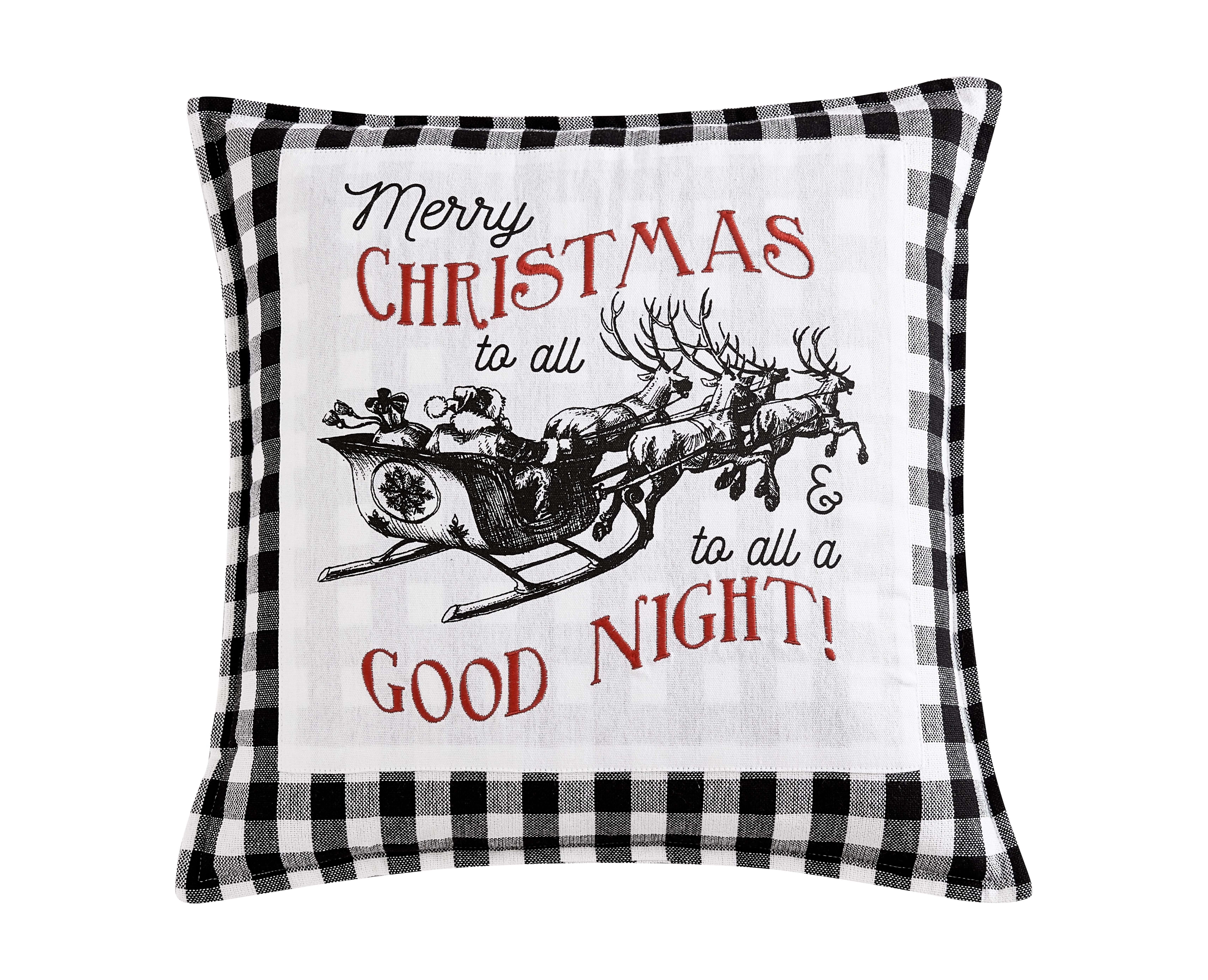 Red Truck Pillow Cover (Merry Christmas) - Linen and Ivory