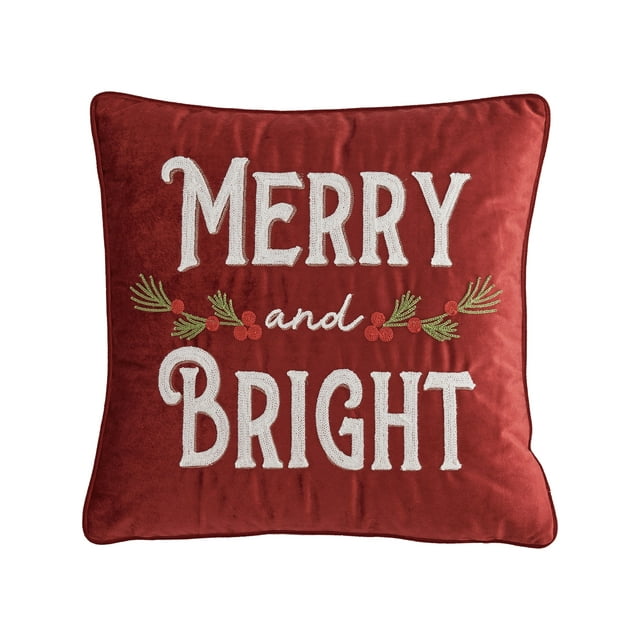 Mainstays Merry and Bright Decorative Throw Pillow, 18”x18”