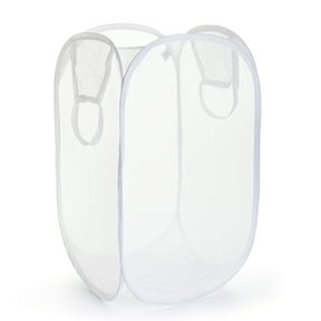Mainstays Mesh Pop-up Hamper, Collapsible, Holds 2 Loads, White, Adult