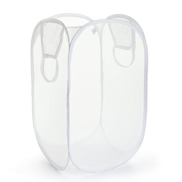 Mainstays Mesh Pop-up Hamper, Collapsible, Holds 2 Loads, White