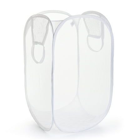 Mainstays Mesh Pop-up Hamper, Collapsible, Holds 2 Loads, White, Adult