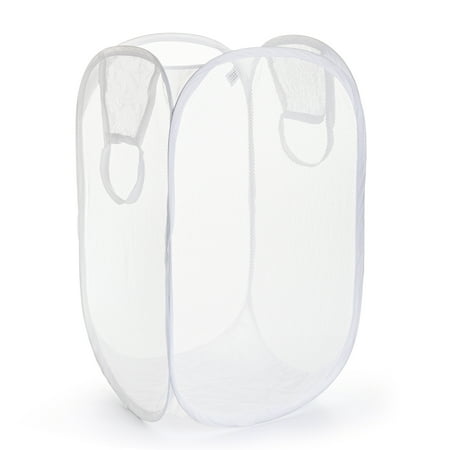 Mainstays Mesh Pop-up Hamper, Collapsible, Holds 2 Loads, White, Adult