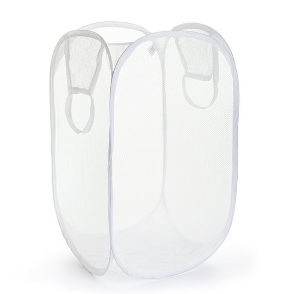 Mainstays Mesh Pop-up Hamper, Collapsible, Holds 2 Loads, White, Adult