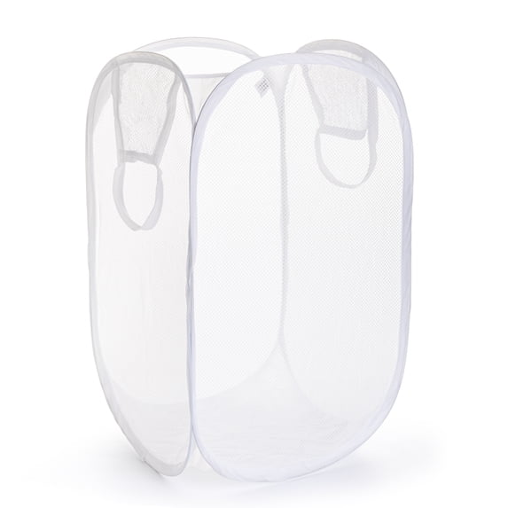 Mainstays Pop-Up Laundry Hamper, Collapsible, Holds Up to 2 Loads, White