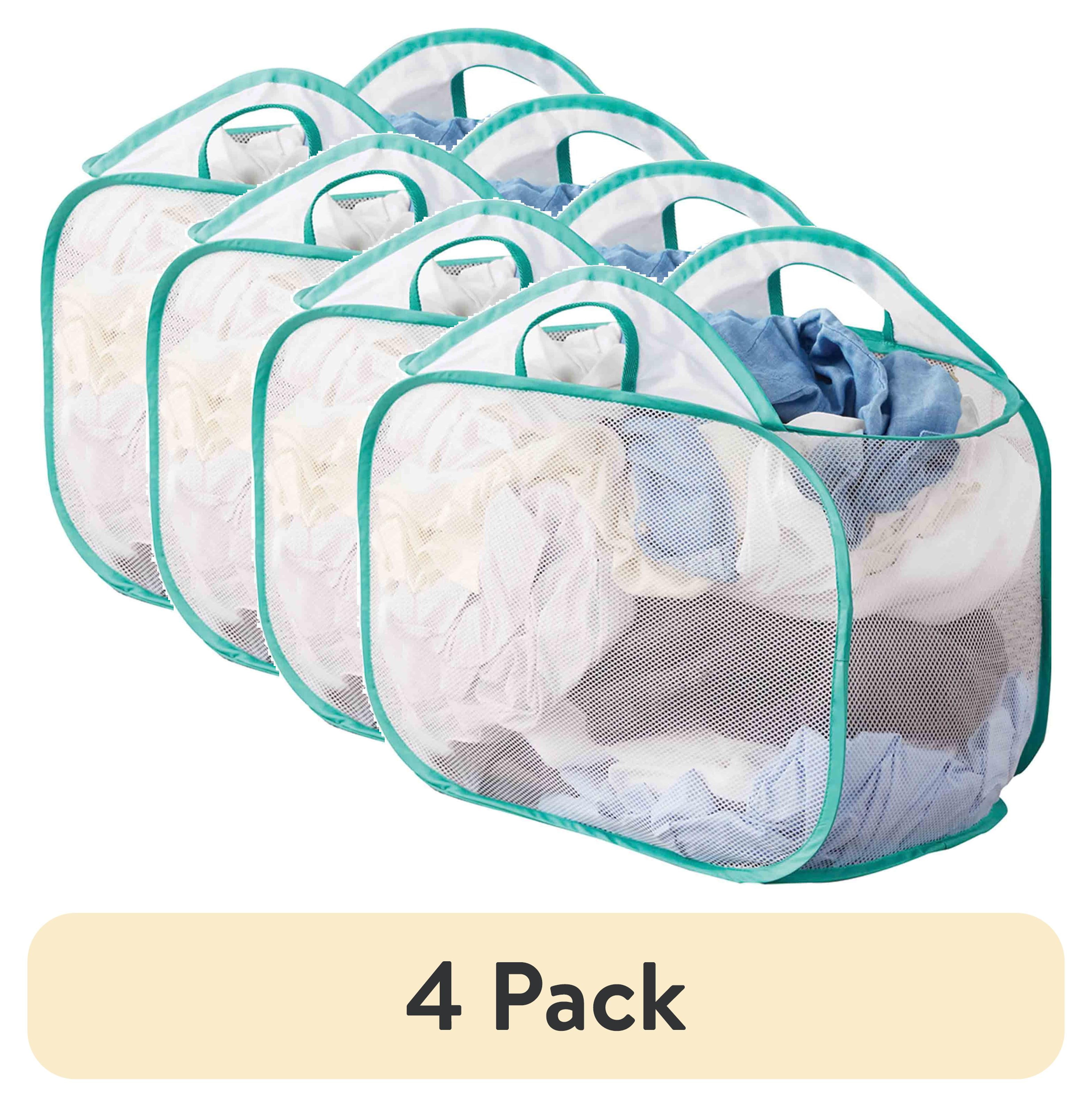 (4 pack) Mainstays Mesh Popup Laundry Basket 21" x 13" x 15.5", White