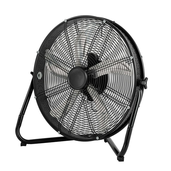 Mainstays Metal 20 inch High Velocity Drum Fan with Wall Mount Bracket, Black, New