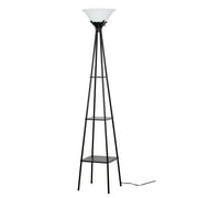 Mainstays Charcoal Finish Metal Etagere Floor Lamp with Shelves
