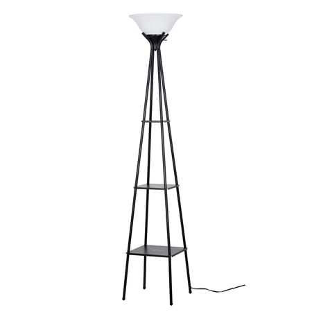 MAINSTAYS CHARCOAL FINISH METAL ETAGERE FLOOR LAMP WITH...